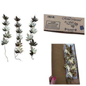 Vintage Home Interior Metal Brass Copper Leaves Wall Accent Swags Ivy Leaf Swags